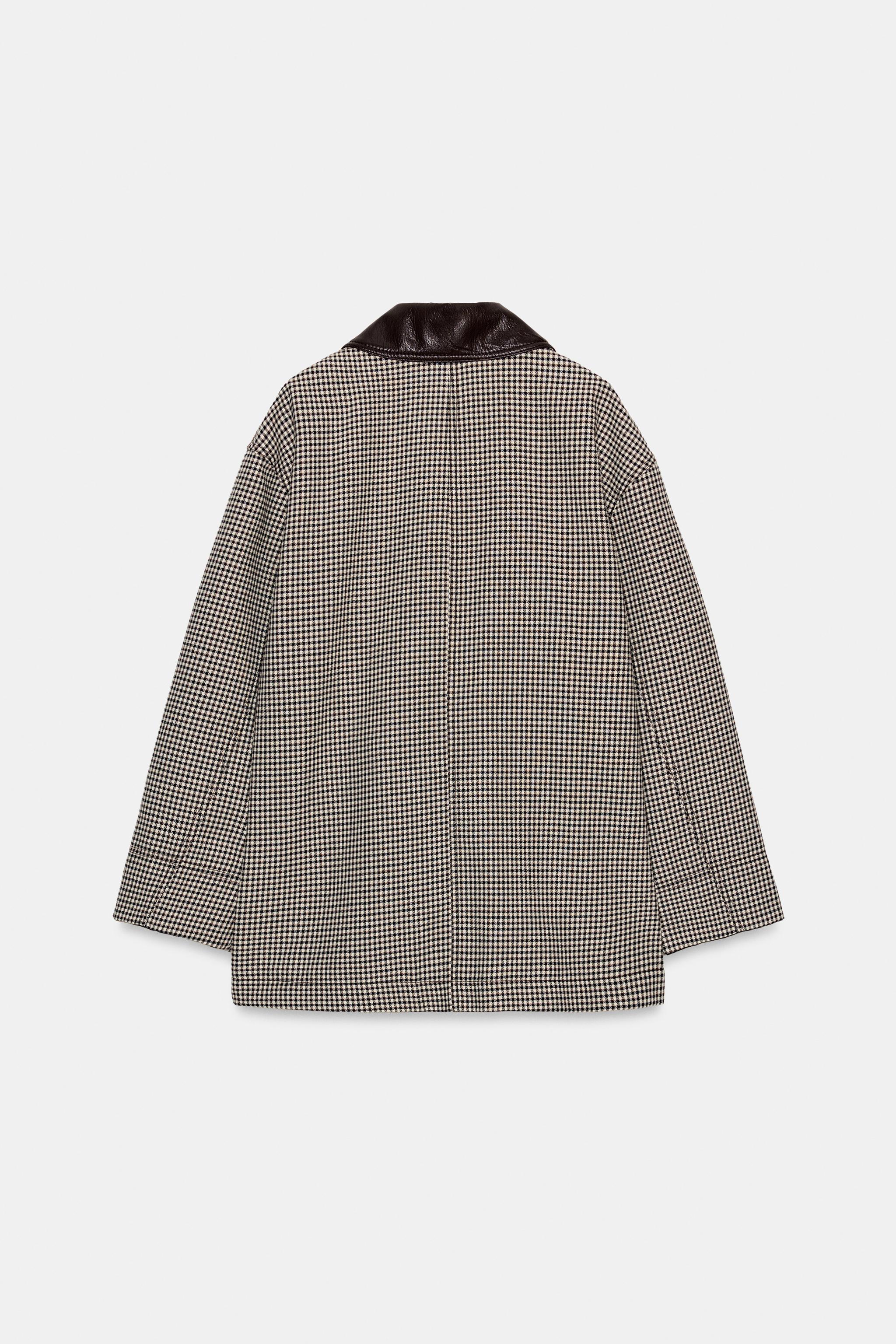 VESTE PIED-DE-POULE FINITIONS MATIÈRE SYNTHÉTIQUE